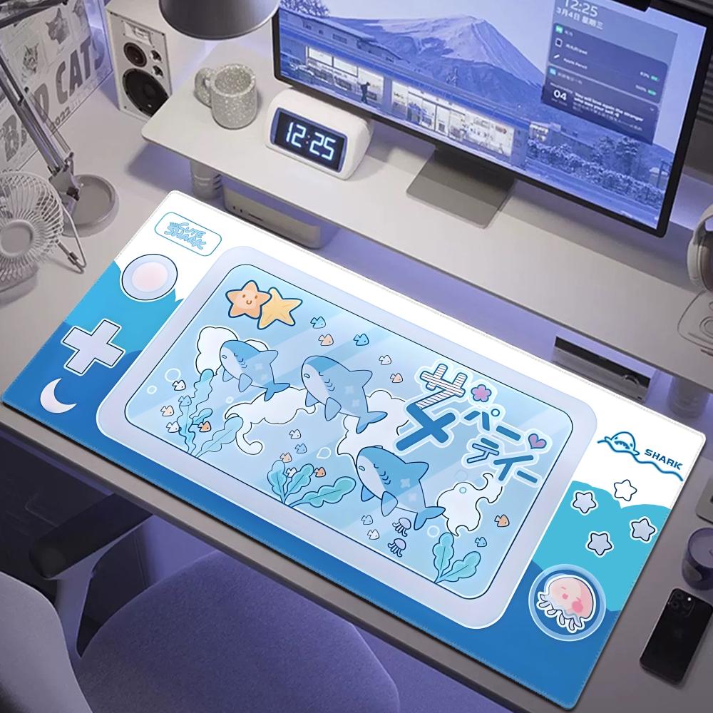 Gaming Accessories Officeworks - かわいいサメパーティーマウスパッド大型滑り止めゴムベースデスクマットキーボードゲームホームオフィス仕事アクセサリー用