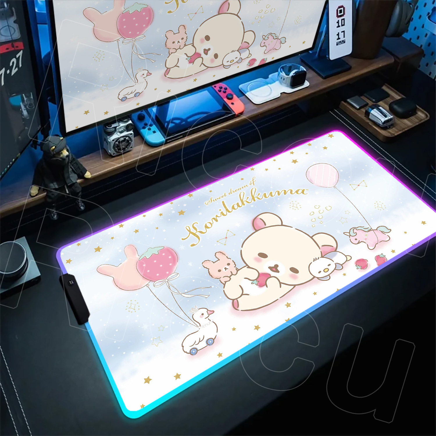 Gaming Accessories Officeworks - RGB リラックマ 大型 XXL かわいいピンクアニメマウスパッド HD