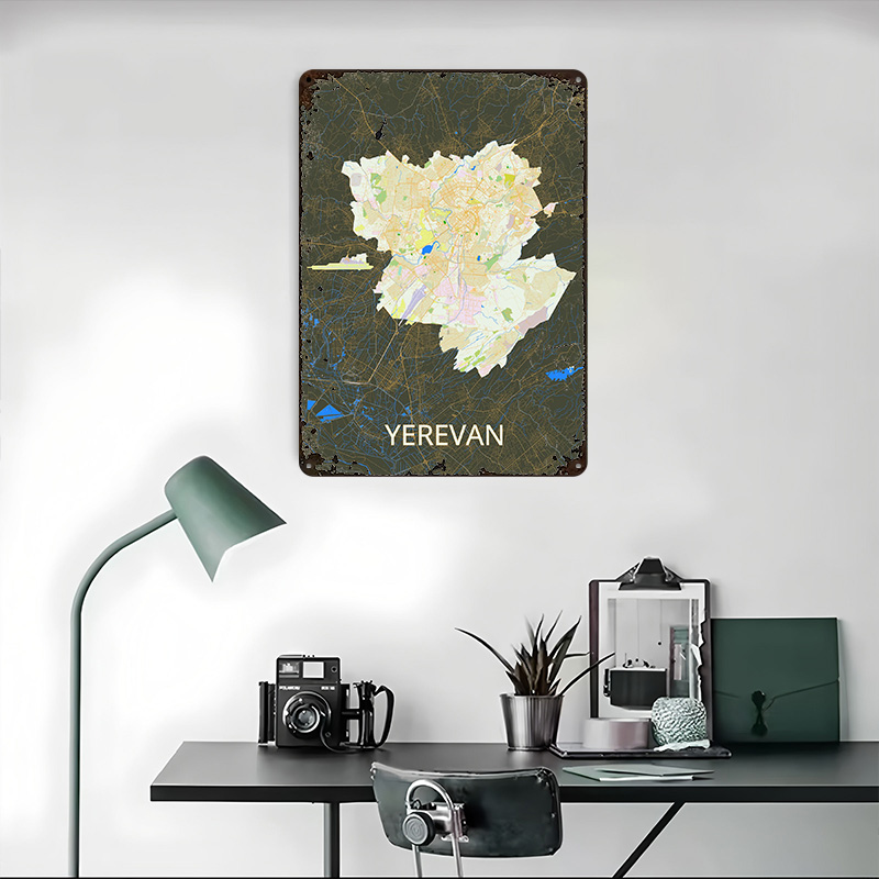 エレヴァン市内地図ブリキポスターカスタムウォールアートヴィン - Vintage Gaming Accessories のレビューと価格