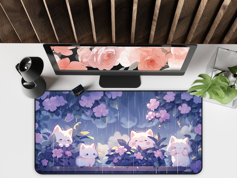 雨の中のカワイイ猫大型ゲーミングマウスパッド、デスクマット、 - Gaming Accessories Officeworks のレビューと価格