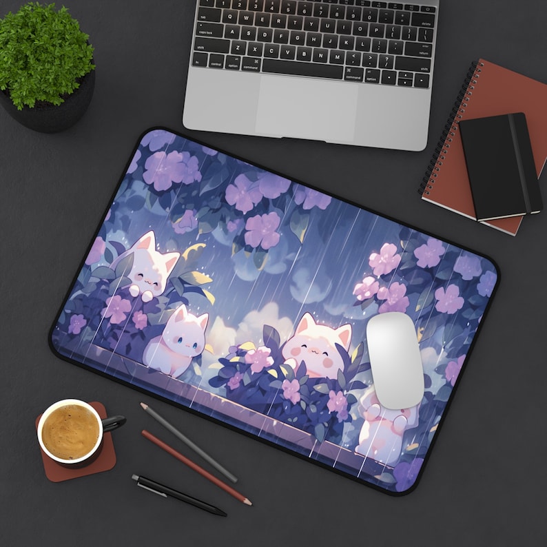 雨の中のカワイイ猫大型ゲーミングマウスパッド、デスクマット、 - Gaming Accessories Officeworks のレビューと価格