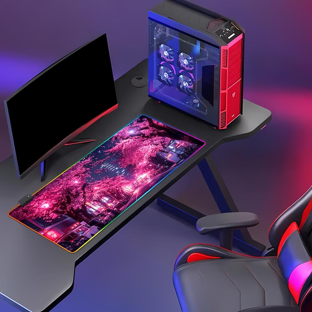 RGB マウスパッド日本ストリート紫桜仕事オフィスアクセサリ - Gaming Accessories Officeworks のレビューと価格