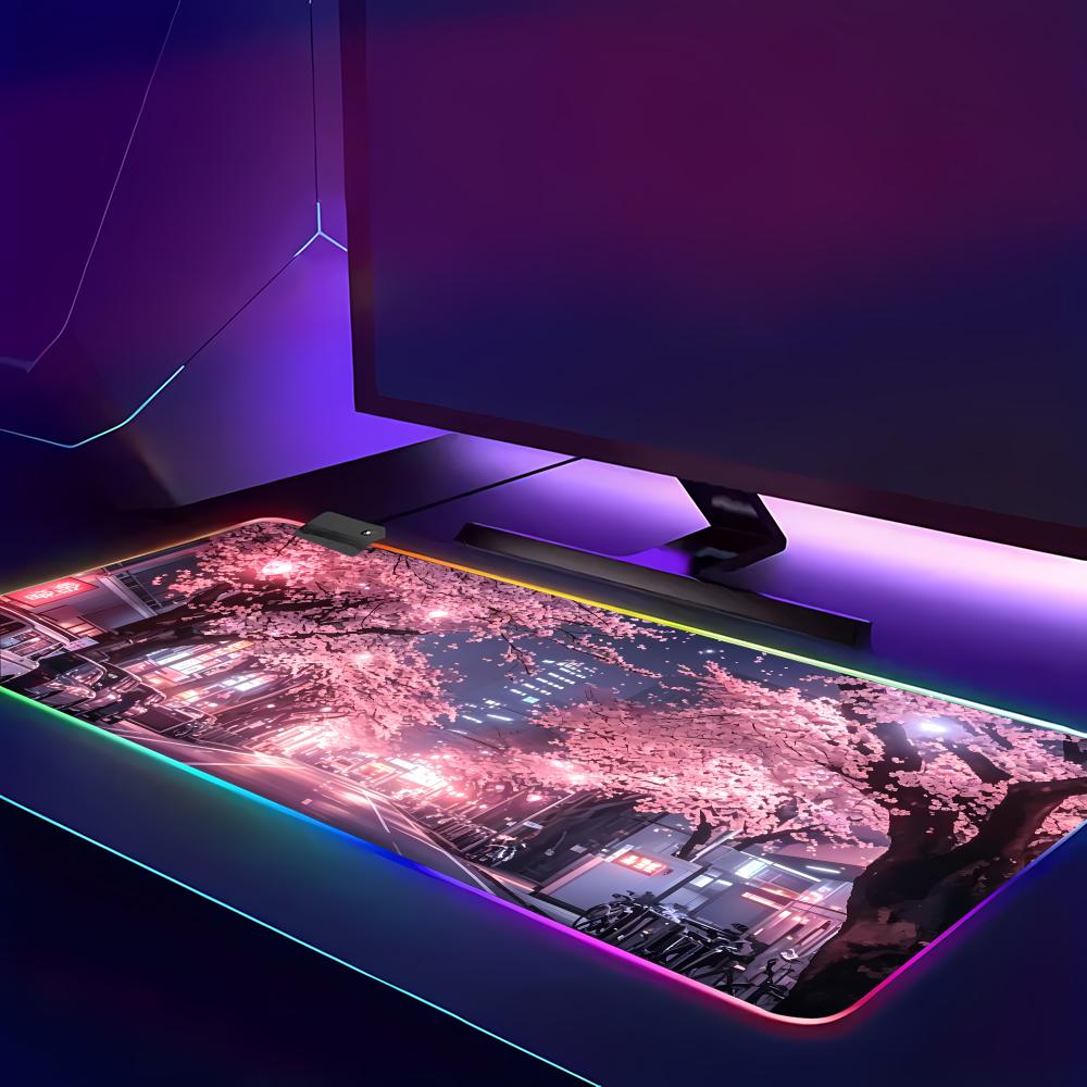 RGB マウスパッド日本ストリート紫桜仕事オフィスアクセサリ - Gaming Accessories Officeworks のレビューと価格
