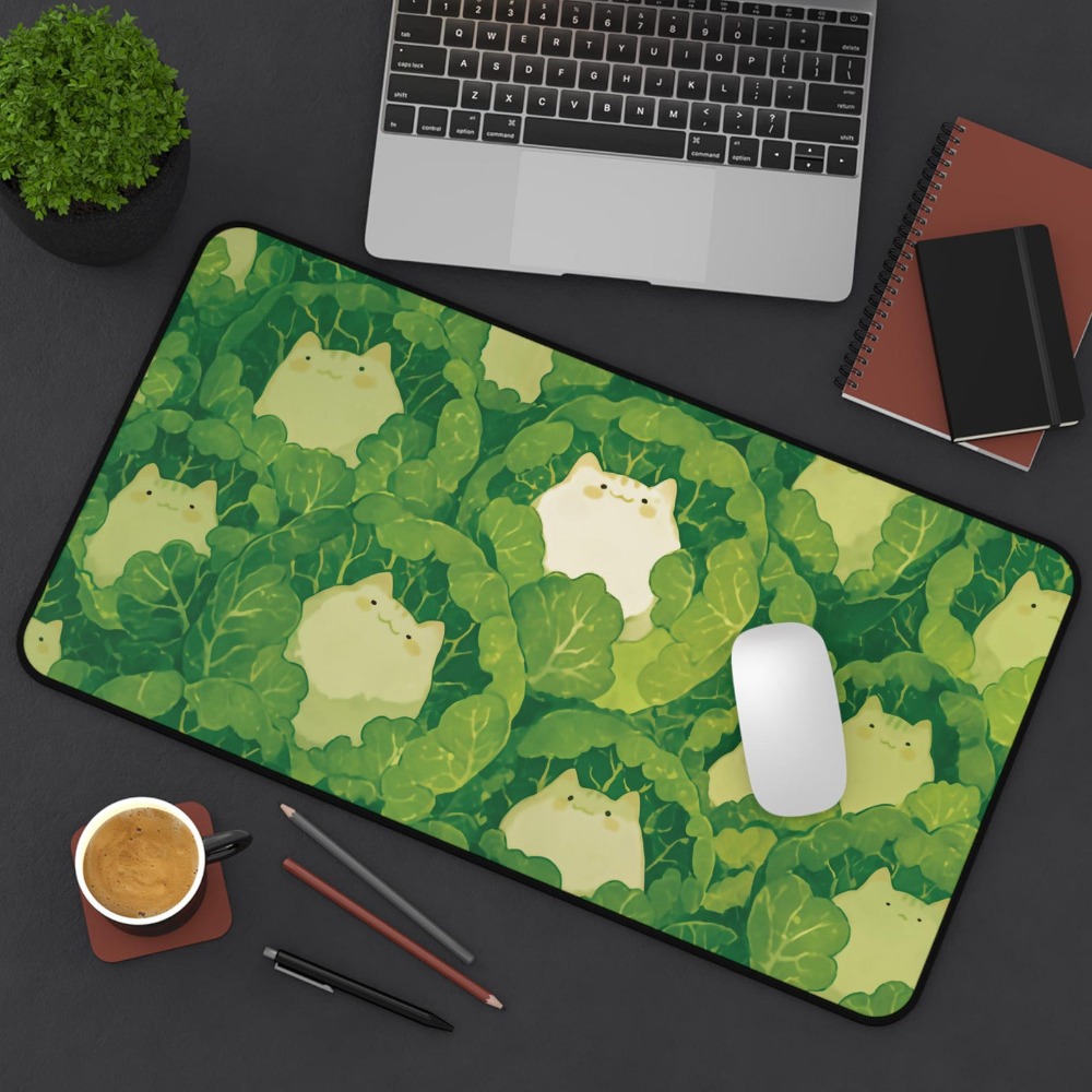 かわいいデスクマット、キャベツの中のキュートな猫、かわいい緑 - Gaming Accessories Officeworks のレビューと価格