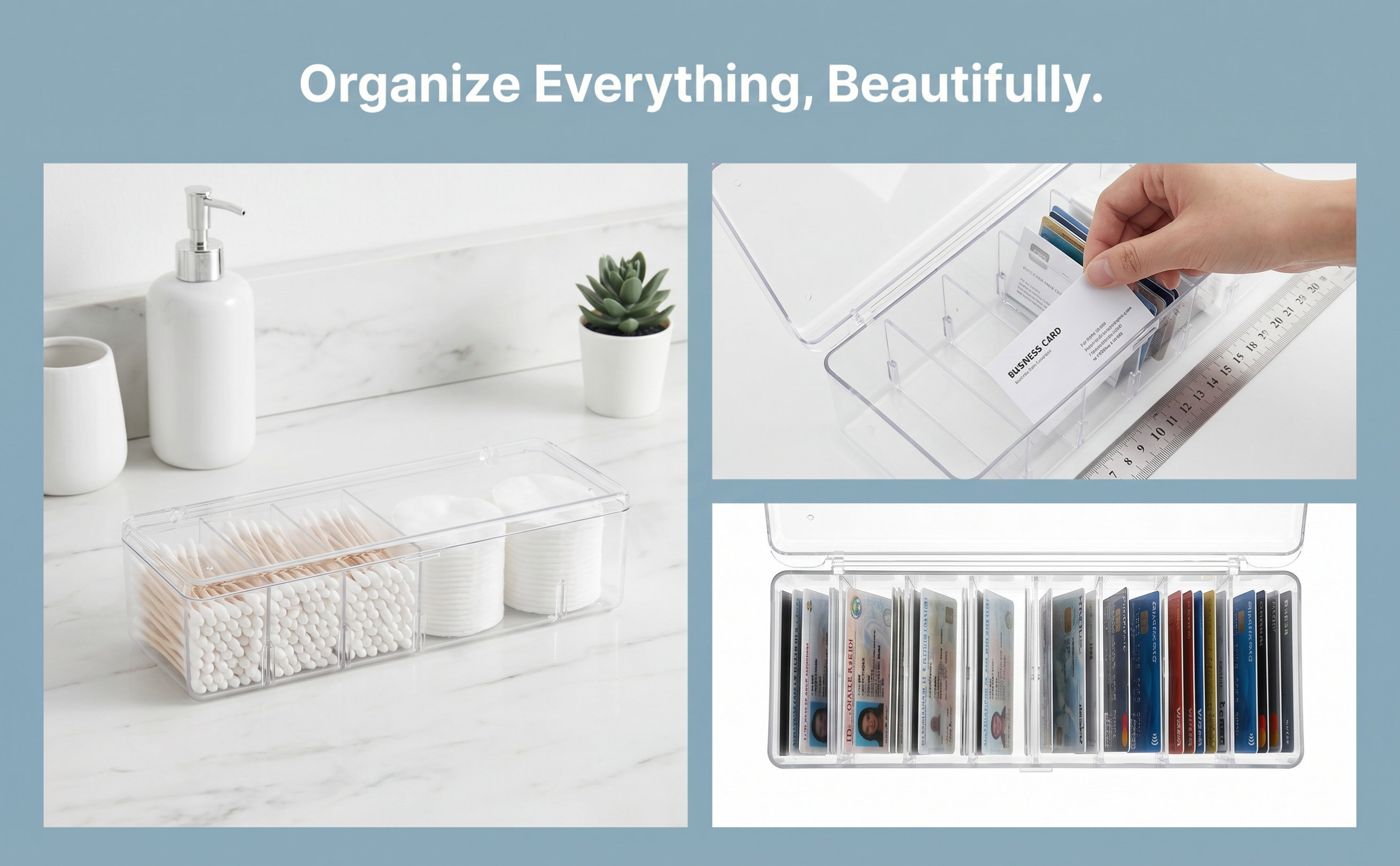 アクリル製名刺収納ボックスセット。透明プラスチック製のカード - Gaming Accessories Organizer のレビューと価格