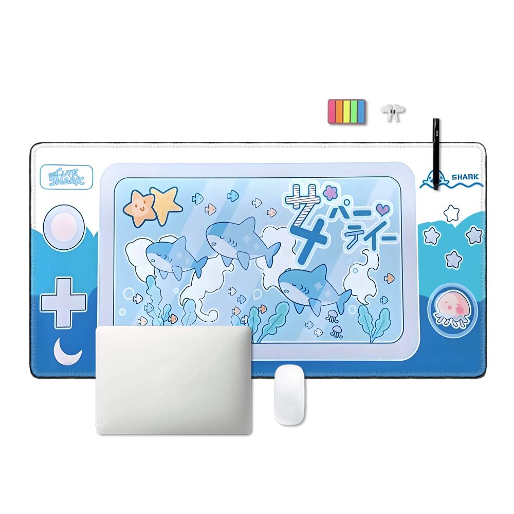 かわいいサメパーティーマウスパッド大型滑り止めゴムベースデス - Gaming Accessories Officeworks のレビューと価格